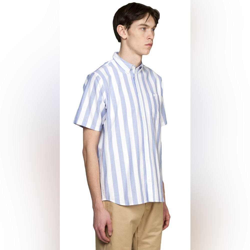 Norse Projects Theo Oxford Striped Shirt Pale Blue Wide Stripe